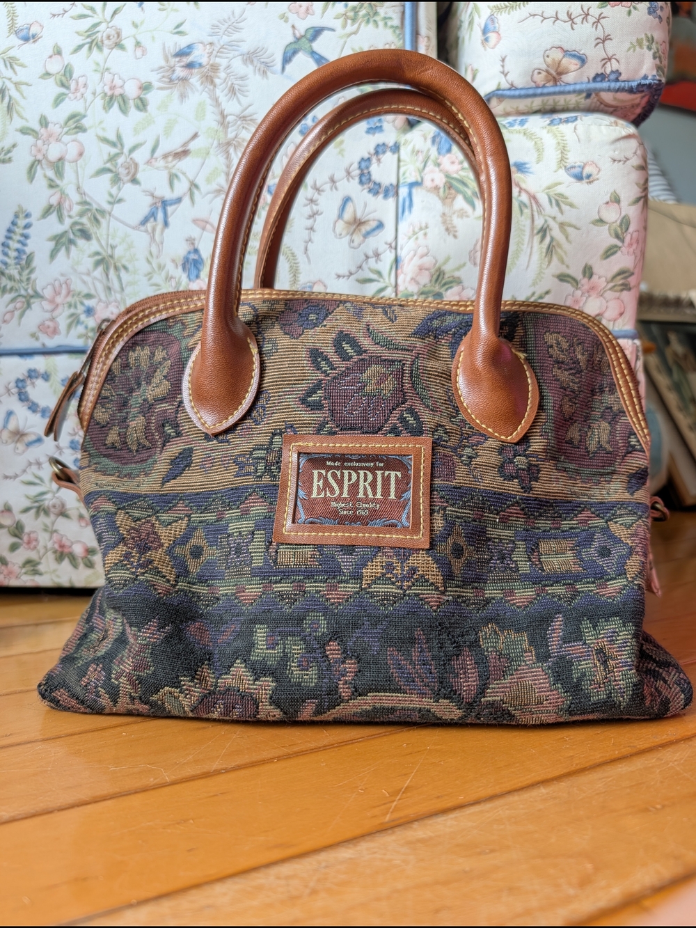 Vtg Esprit Floral Tapestry Handbag